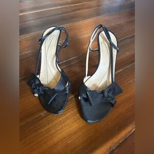 Kate Spade Black Satin Bow Heels